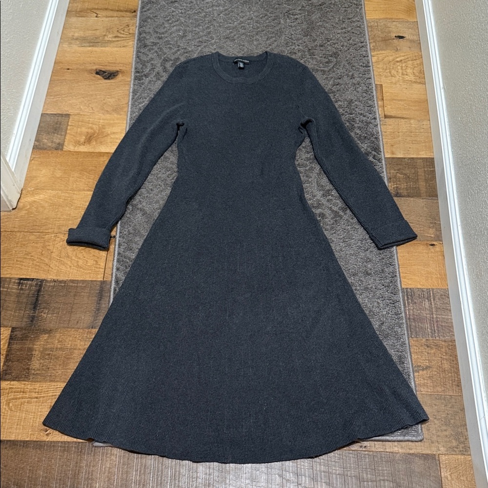 Saks Fifth Avenue Black Long-Sleeve A-Line Knit Dress
